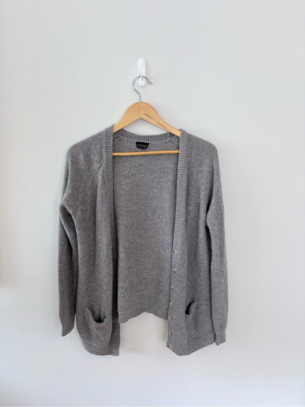 Topshop Light Gray Open-Front Cardigan
